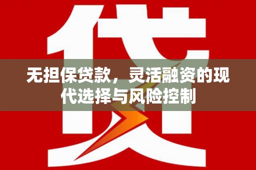 新和无担保贷款，灵活融资的现代选择与风险控制