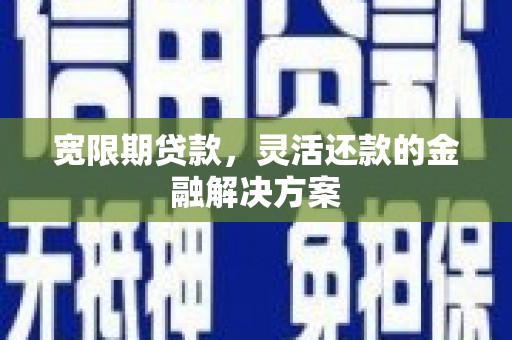 新和宽限期贷款，灵活还款的金融解决方案