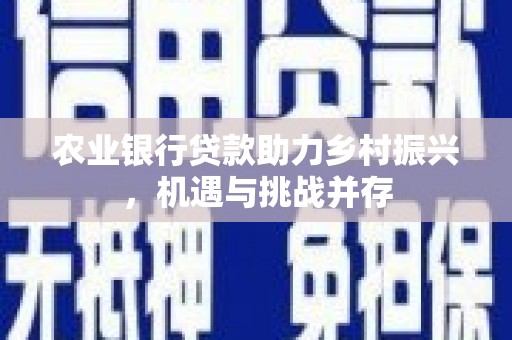 新和农业银行贷款助力乡村振兴，机遇与挑战并存