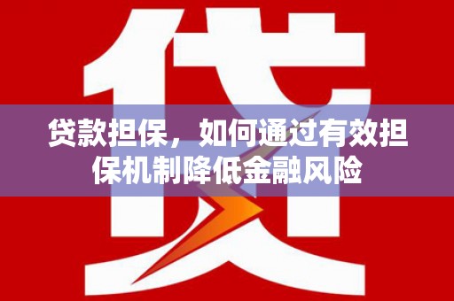 新和贷款担保，如何通过有效担保机制降低金融风险