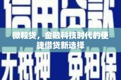 新和微粒贷，金融科技时代的便捷借贷新选择